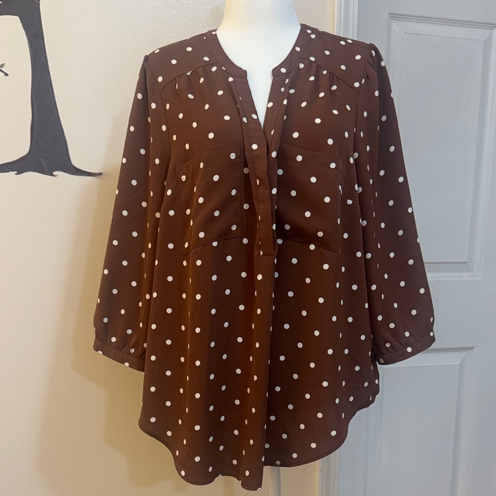 Brown Polka Dot Women's Top